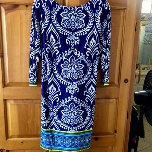 VINCE CAMUTO BLUE/WHITE SHIFT DRESS